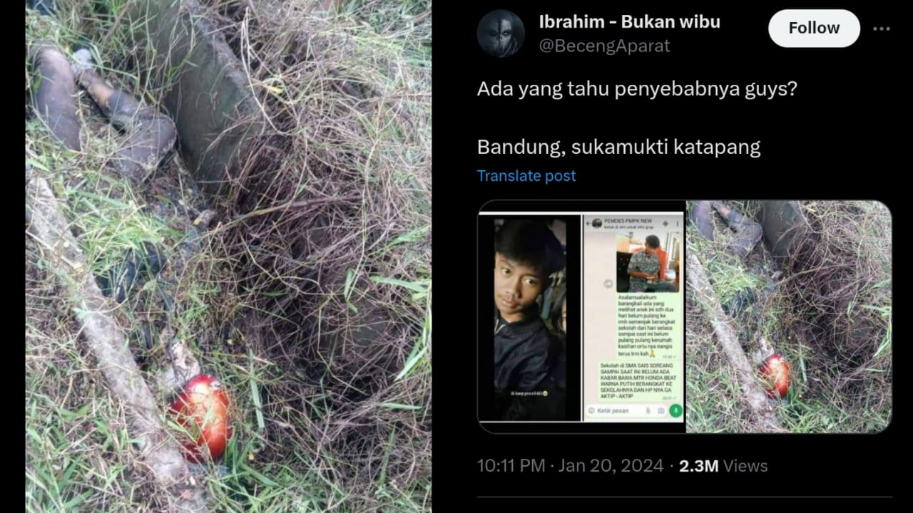 Viral Seorang Siswa SMA SAIS Bandung Ditemukan Tewas Mengenaskan Setelah Hilang Selama 2 Hari