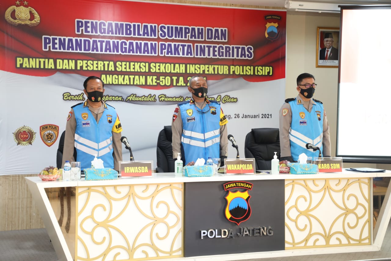 Polda Jateng Jamin Penerimaan Siswa SIP Angkatan Ke-50 TA 2021 Clear and Clean