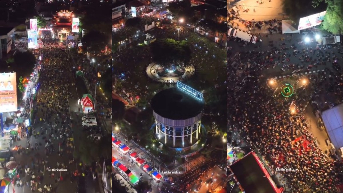 Ratusan Ribu Warga Merangsek di Alun-alun Magelang Saat Malam Tahun Baru