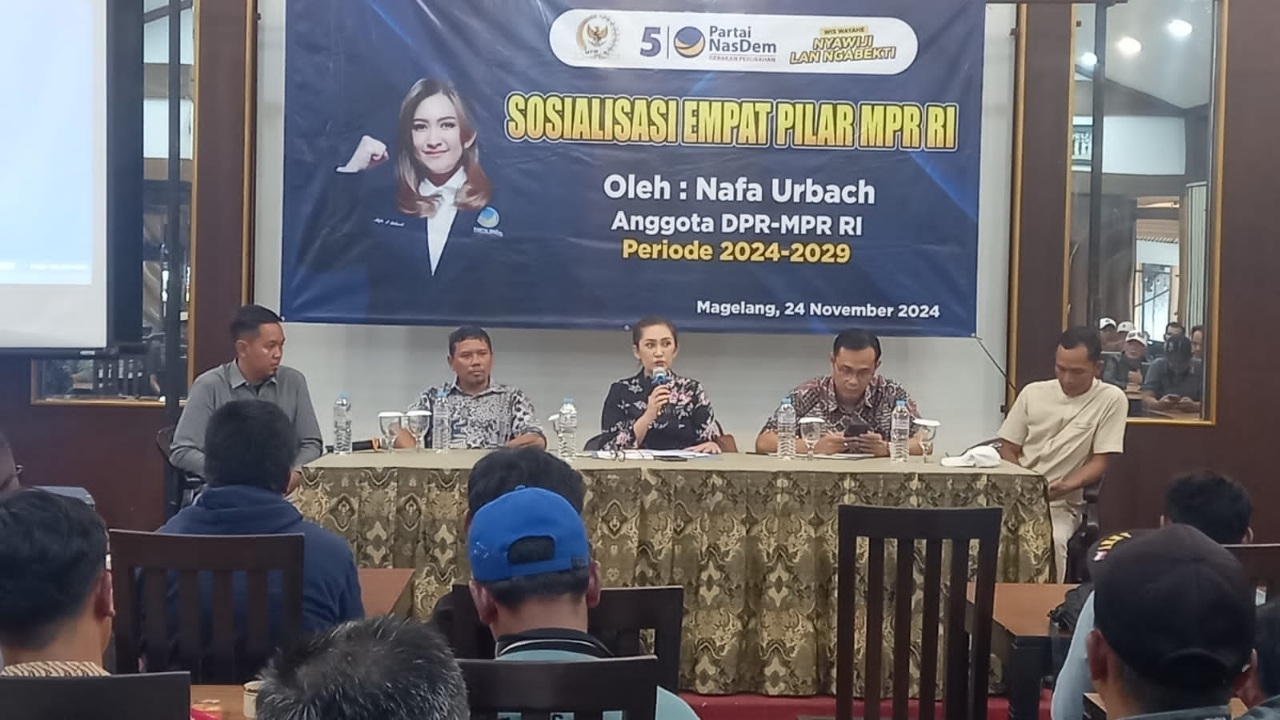 Untuk Pertama Kalinya Usai Dilantik DPR RI, Nafa Urbach Beri Sosialisasi 4 Pilar Kebangsaan di Magelang