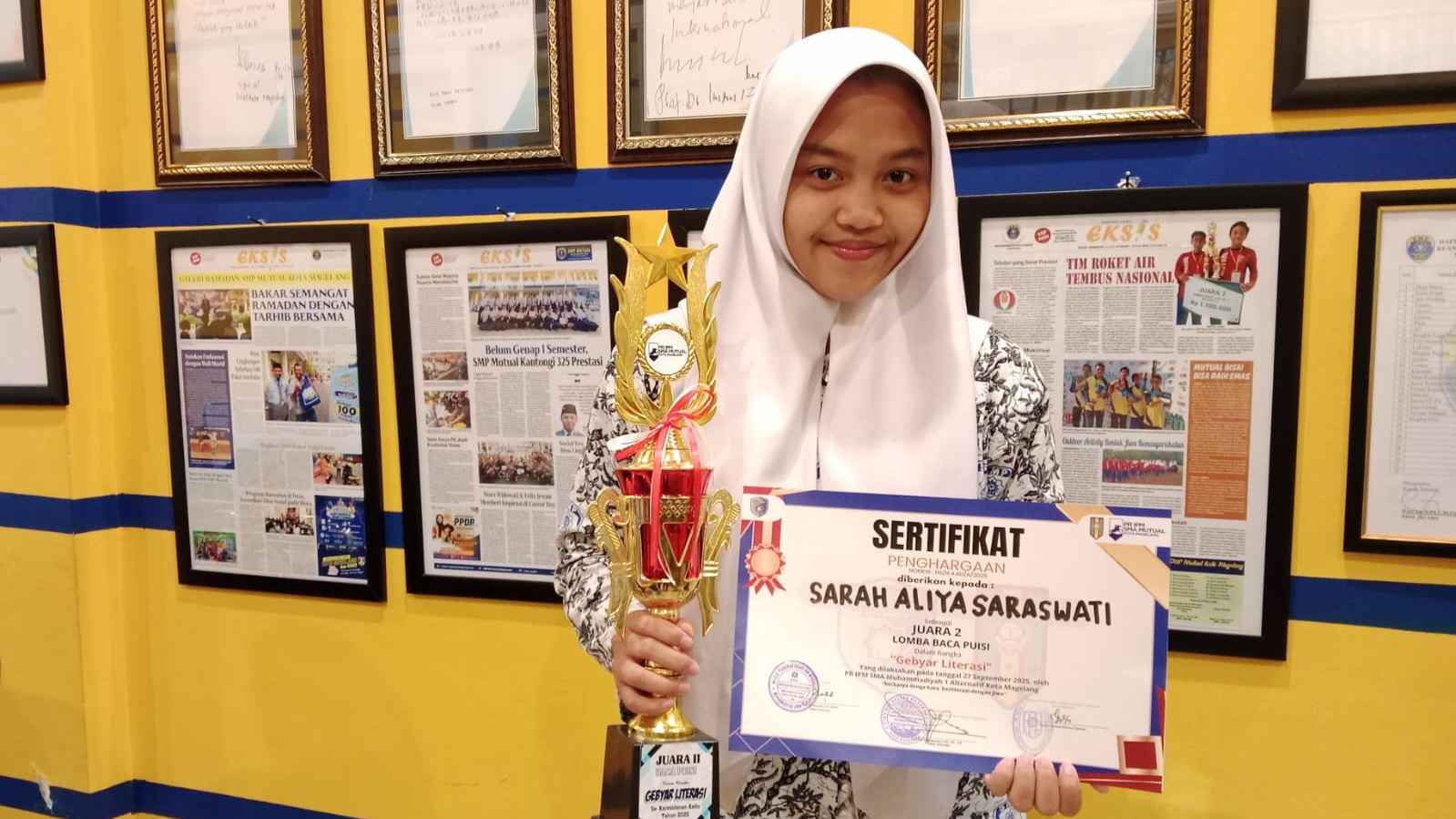 Sukses Baca Puisi, Sarah Aliya Raih Juara 2 di Gebyar Literasi Tingkat Karesidenan Kedu
