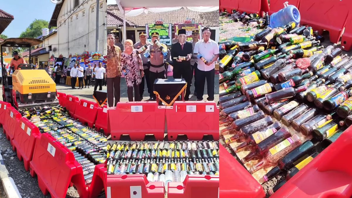 Jelang Nataru, Polres Magelang Kota Musnahkan Ratusan Botol Miras 