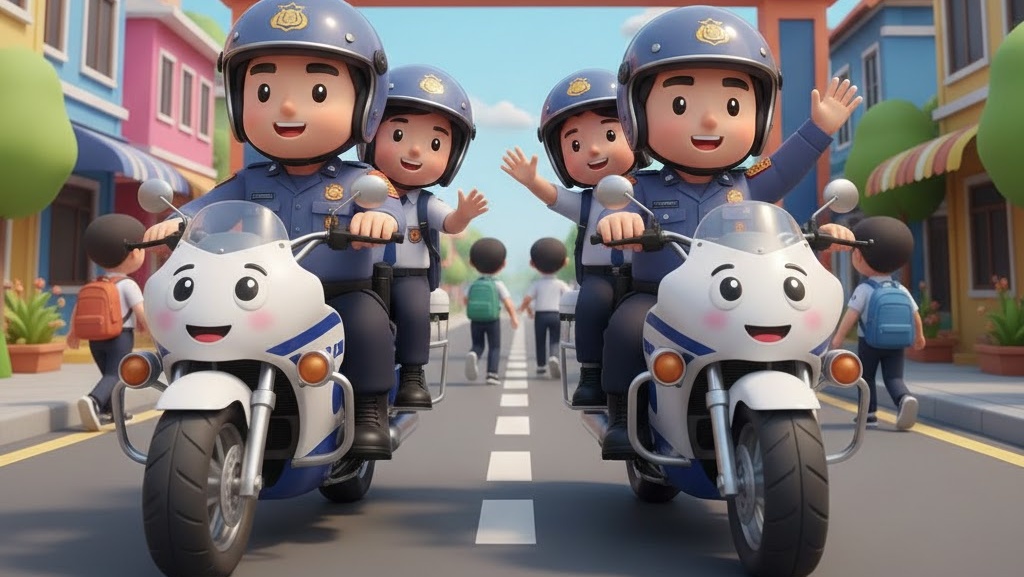 Alami Ban Bocor, Seorang Polisi Bantu Antar Pelajar Menuju Sekolah