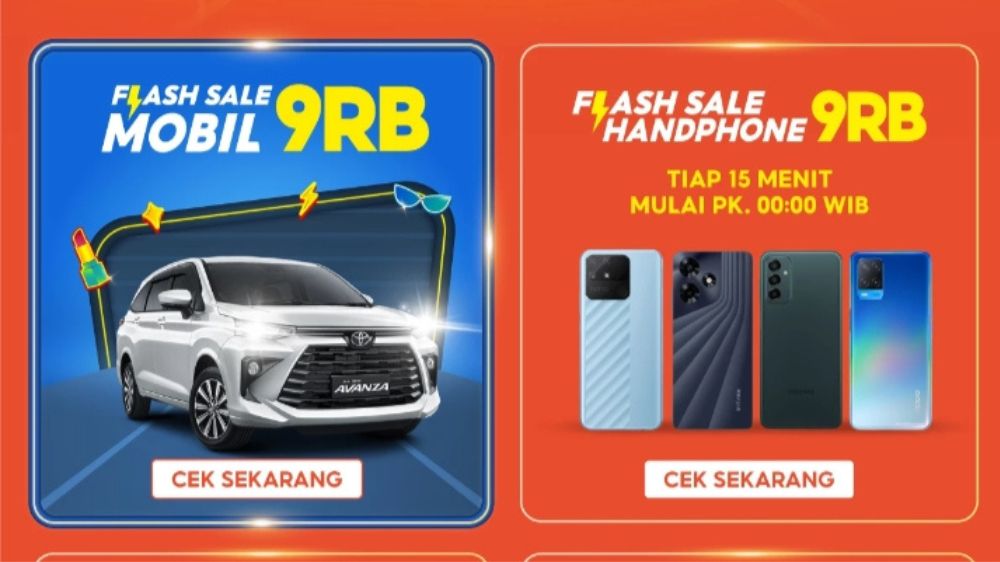 Khusus Malam Ini! Toyota Avanza dan iPhone 14 Cuma 9 ribu di Flash Sale Shopee 9.9. Begini Cara Dapetinnya!