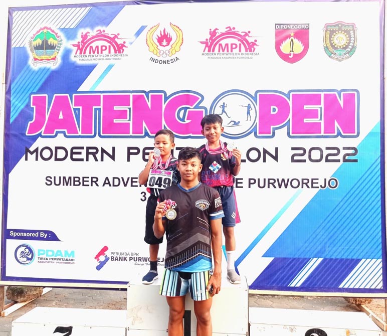 Trio Bersaudara Asal Purworejo Borong Medali Jateng Open Pentathlon 2022