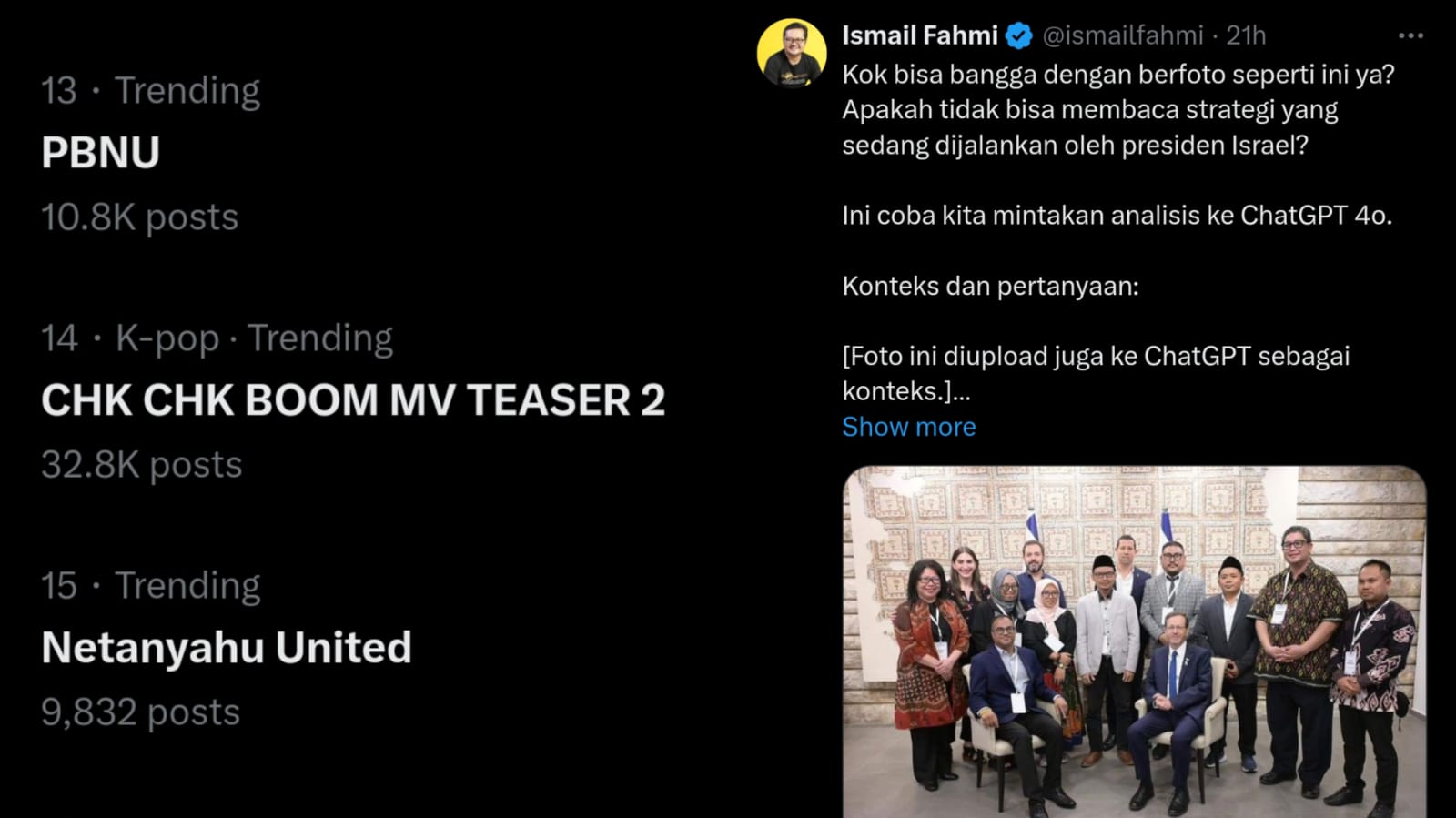 Hashtag Netanyahu United Nyempil di Trending Imbas 5 Tokoh NU Bertemu Presiden Israel