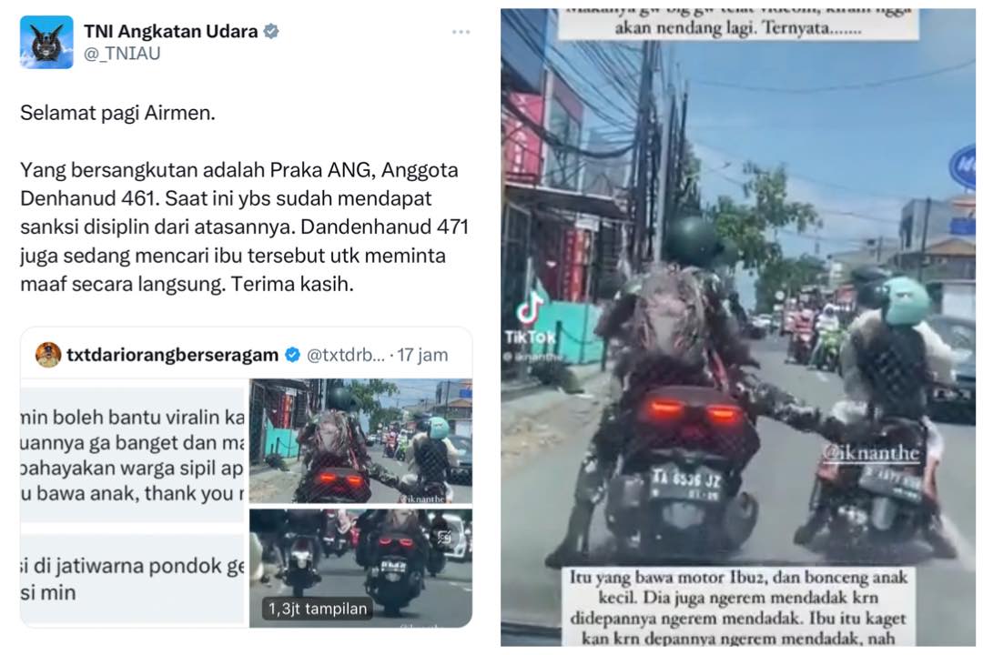 Oknum TNI Plat AA Tendang Motor Ibu-ibu, Panglima Minta Maaf