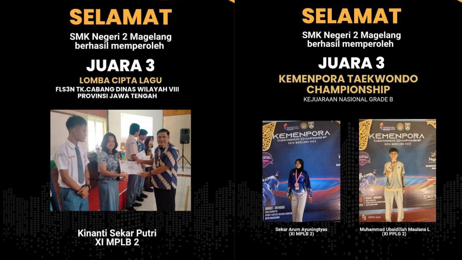 Siswa Siswi SMKN 2 Magelang Kembali Raih Prestasi Gemilang di Ajang Nasional