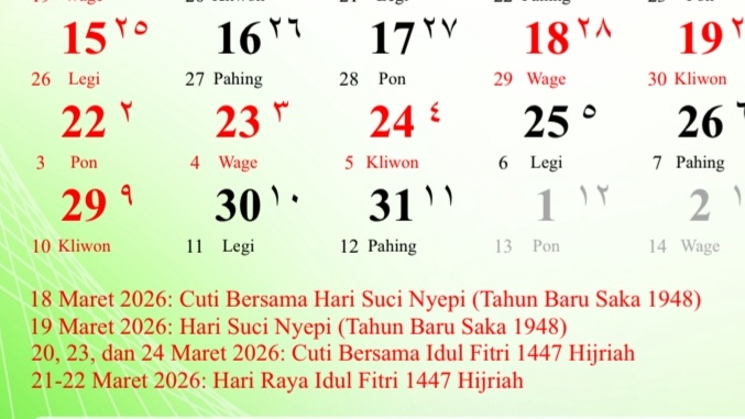 Daftar Cuti Bersama di Tahun 2026, Mulai Idul Fitri Hingga Natal
