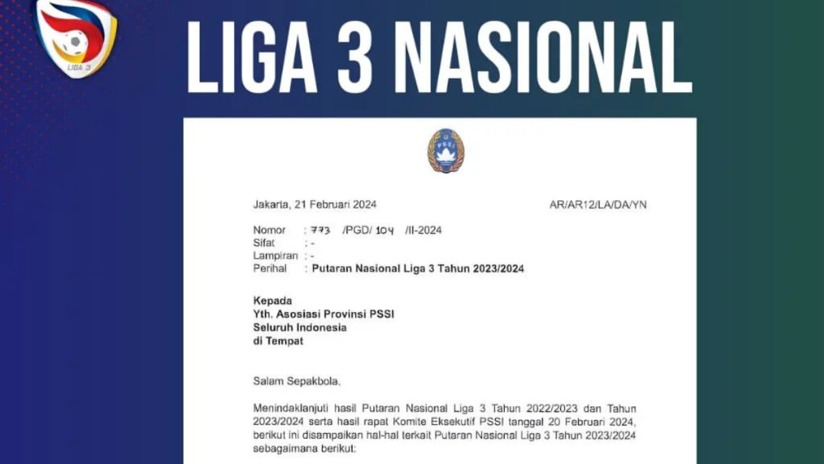 PSSI Resmi Umumkan Peserta Liga 3 Nasional, 8 Tim Jawa Tengah Ikut Bersaing