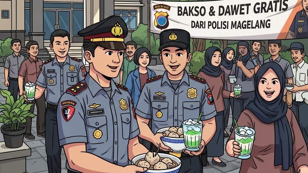 Polresta Magelang Bagikan Bakso dan Dawet Gratis Bagi Pemohon dan Perpanjang SKCK