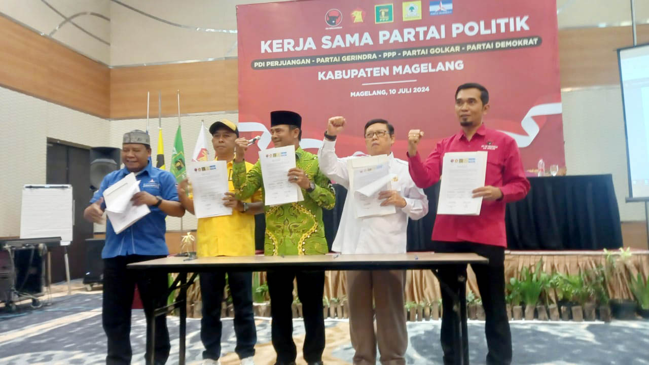 PDIP dan Gerindra Bersama PPP, Golkar, Demokrat Resmi Buat Poros Koalisi Pilbup Magelang