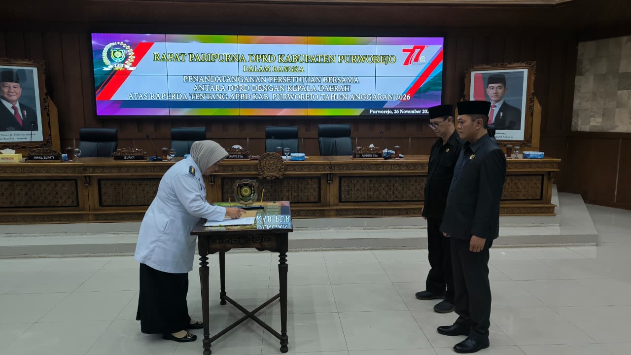 Raperda APBD Purworejo TA 2026 Disepakati, Pendapatan Daerah Rp2,438 Triliun, Belanja Daerah Rp2,501 Triliun