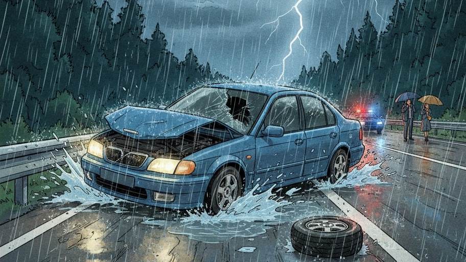 Kecelakaan Mobil di Jalan Kranggan-Pringsurat, Diduga Akibat Aquaplaning