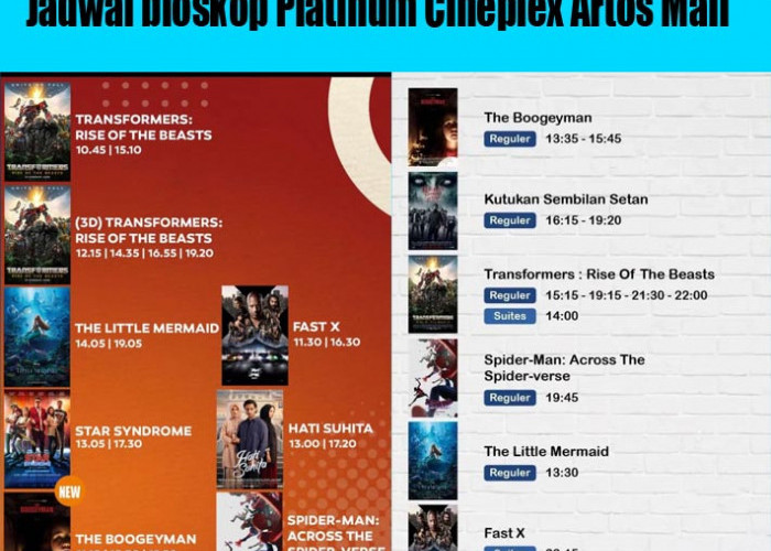 Jadwal bioskop Platinum Cineplex Artos Mall Magelang Hari Ini Beserta Harganya