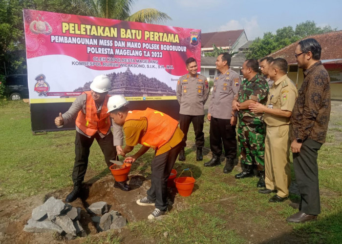 Kapolresta Magelang Lakukan Ground Breaking Mess dan Mako Polsek Borobudur