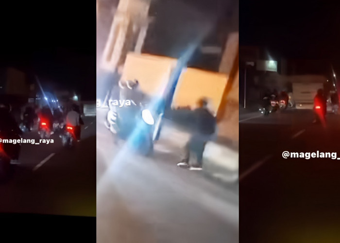 Viral! Rombongan Bermotor Ugal-ugalan Bawa Sajam di Jalan Raya Magelang Serang Mobil Peziarah