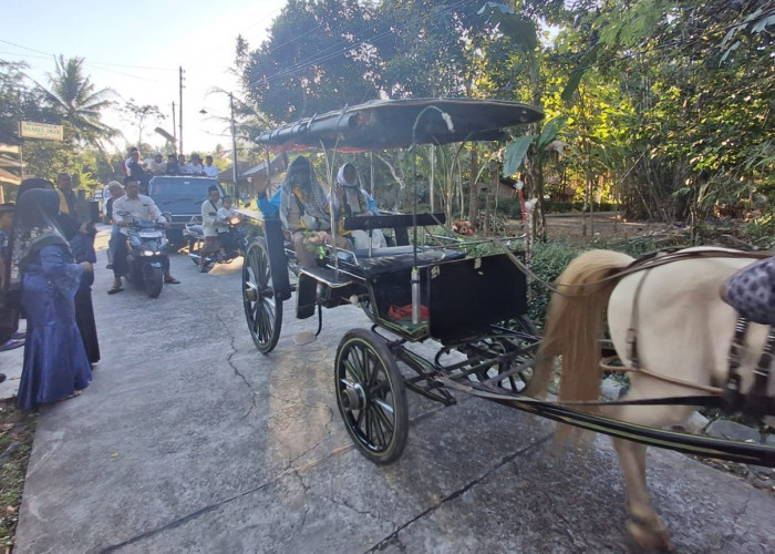 Meriah, Warga Cangkrepkidul Arak Pasangan Haji Keliling Kampung Naik Kereta Kuda di Purworejo