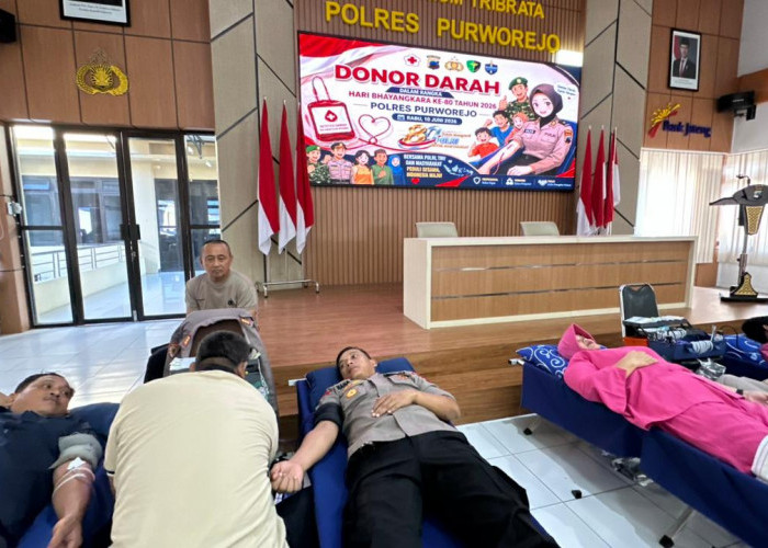 Donor Darah Hari Bhayangkara ke-80, Polres Purworejo Kumpulkan 125 Kantong Darah untuk PMI