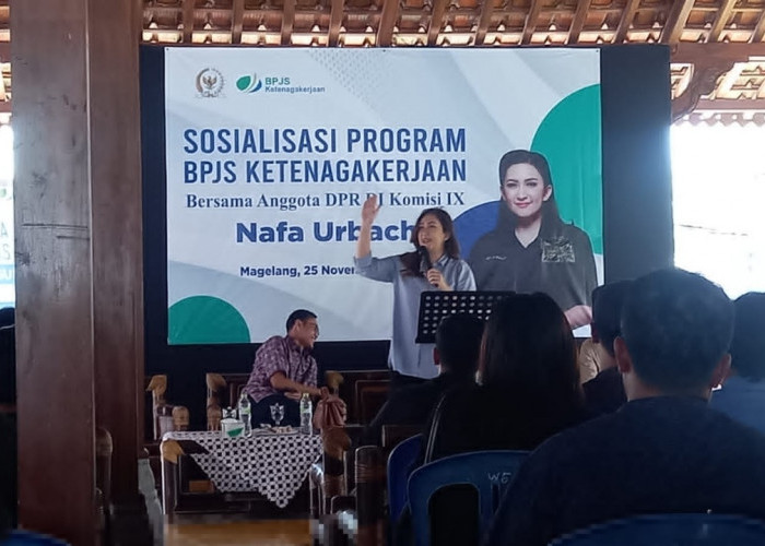 Di Magelang Nafa Urbach Ajak Warga Jadi Peserta BPJS Ketenagakerjaan