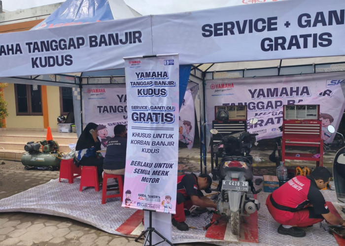 Service Gratis Yamaha, Ringankan Beban Korban Banjir di Mejobo Kudus