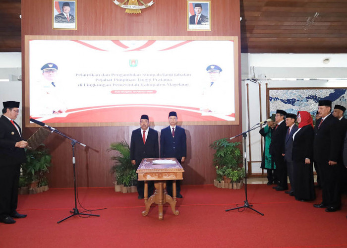 Rombak Birokrasi, Bupati Magelang Grengseng Pamuji Resmi Lantik 14 Pejabat Pimpinan Tinggi Pratama