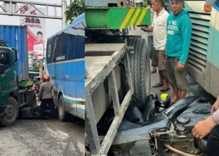 Viral! Aksi Heroik Polisi Ganjal Bus Mogok Pakai Motor Pribadi Agar Tak Terjadi Kecelakaan Beruntun