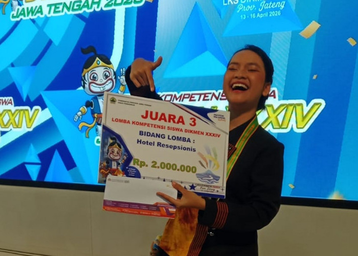 Jessica, Siswa SMKN 3 Magelang Raih Juara 3 LKS Jateng 2026 Bidang Hotel Reception