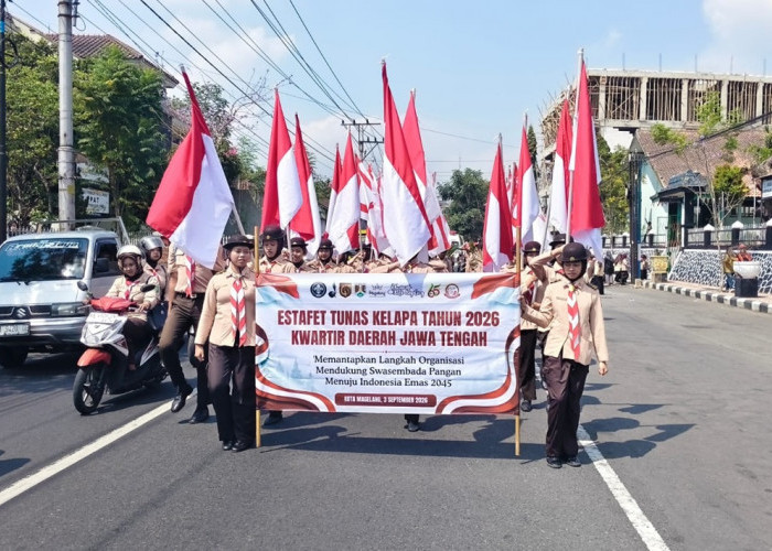 43 Pramuka SMKN 3 Magelang Kawal Estafet Tunas Kelapa 2026