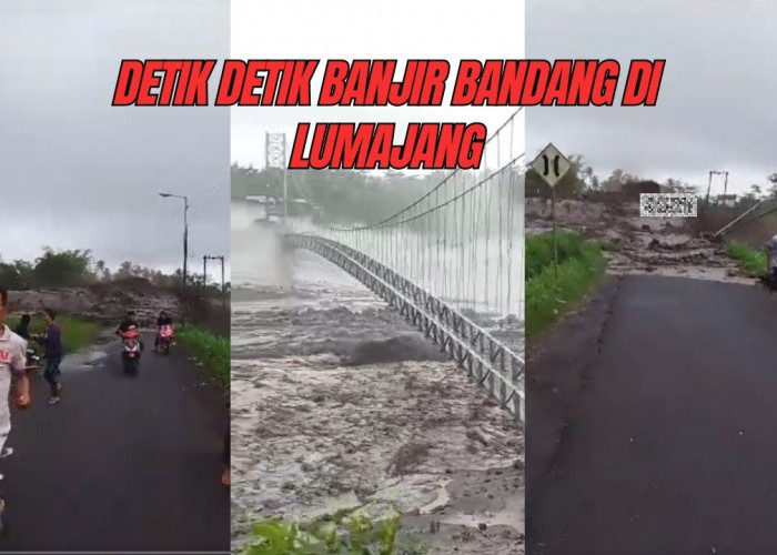 NGERI! Detik-detik Jembatan Gantung Kaliregoyo di Lumajang Putus Akibat Banjir Bandang