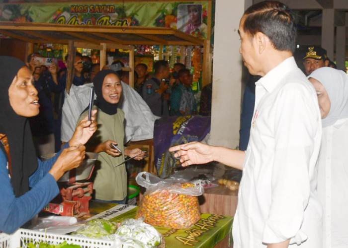 Presiden Jokowi Cek Harga sambil Belanja di Pasar Tradisional Purworejo