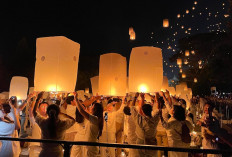 Cahaya 2.570 Lampion Terangi Langit Candi Borobudur Magelang Saat Perayaan Puncak Waisak 2026